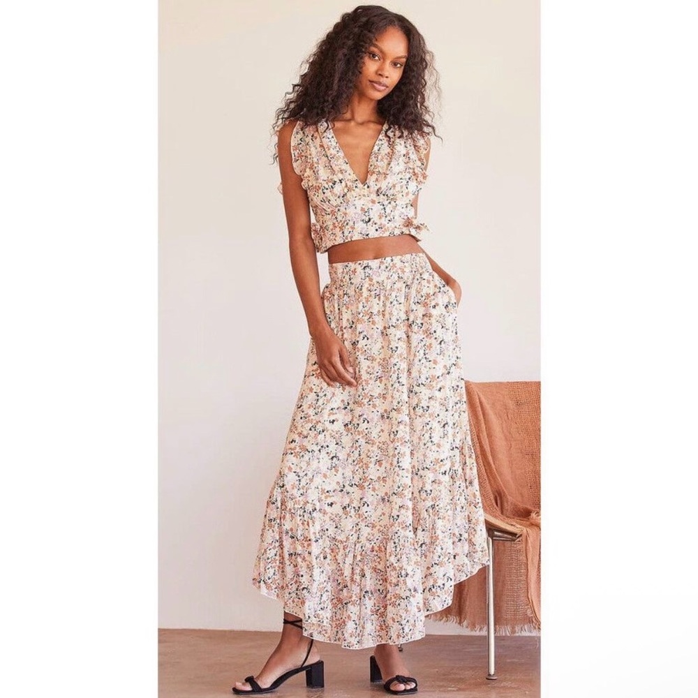Free People Pretty Daze Ivory Floral Print Skirt Size XS
